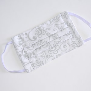 Grey Floral Face Mask