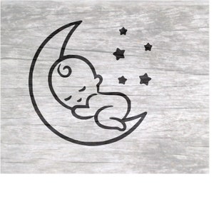 Bébé câlin sur la lune avec les étoiles, bébé endormi, nouveau-né