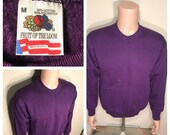 Vintage Fruit of the loom sweatshirt blank deadstock NOS adult size medium purple 50 50 soft crewneck