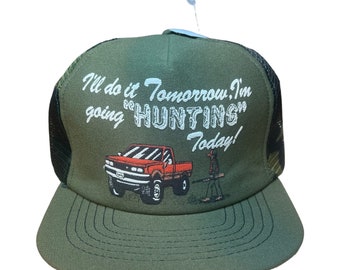 Casquette trucker camouflage vintage : graphique de chasse, fabriquée aux États-Unis
