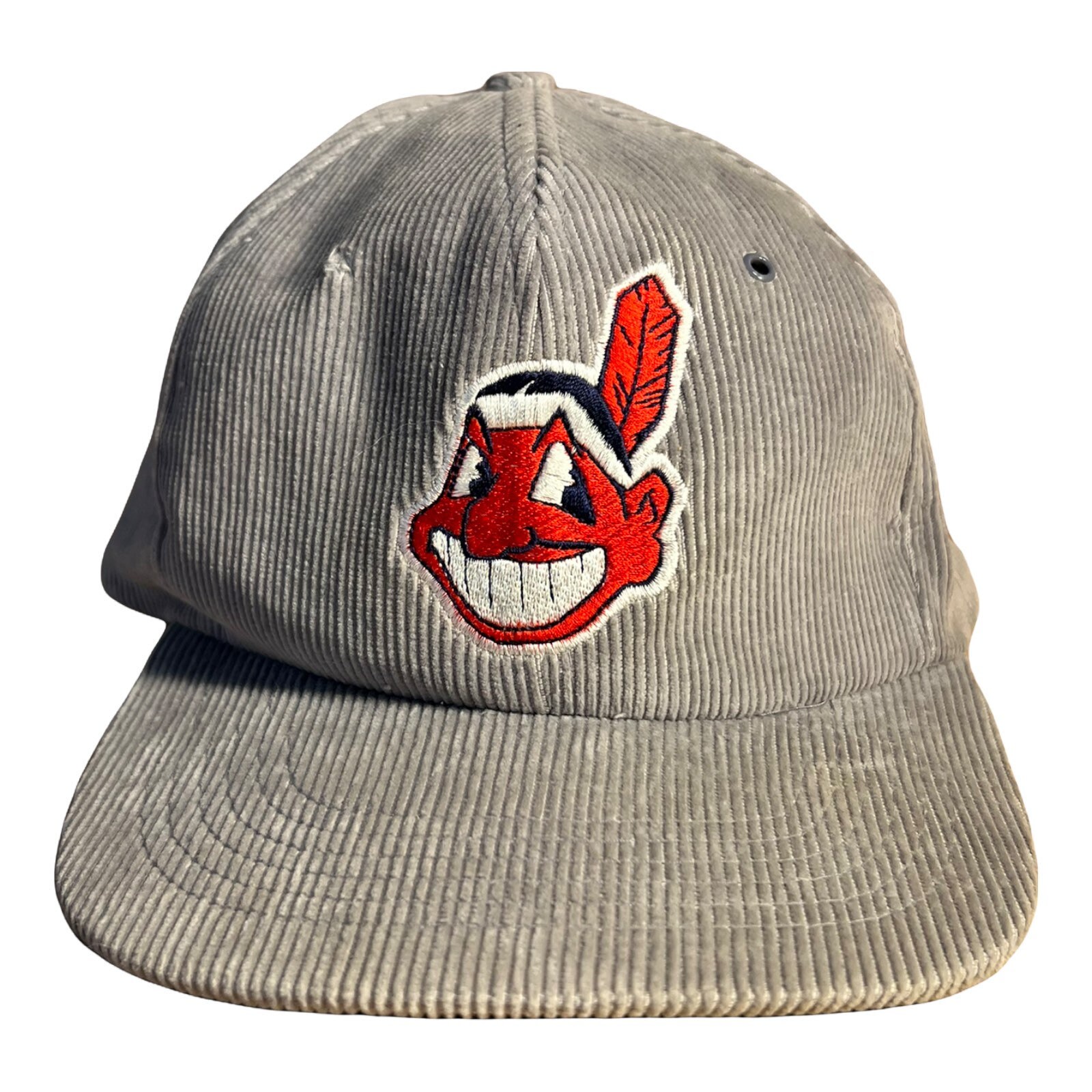 Vintage Cleveland Indians Corduroy Hat // Snapback Cap // Big Logo 