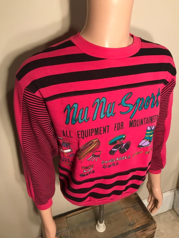 Vintage Nu Nu sport sweatshirt // hot pink wild p… - image 4