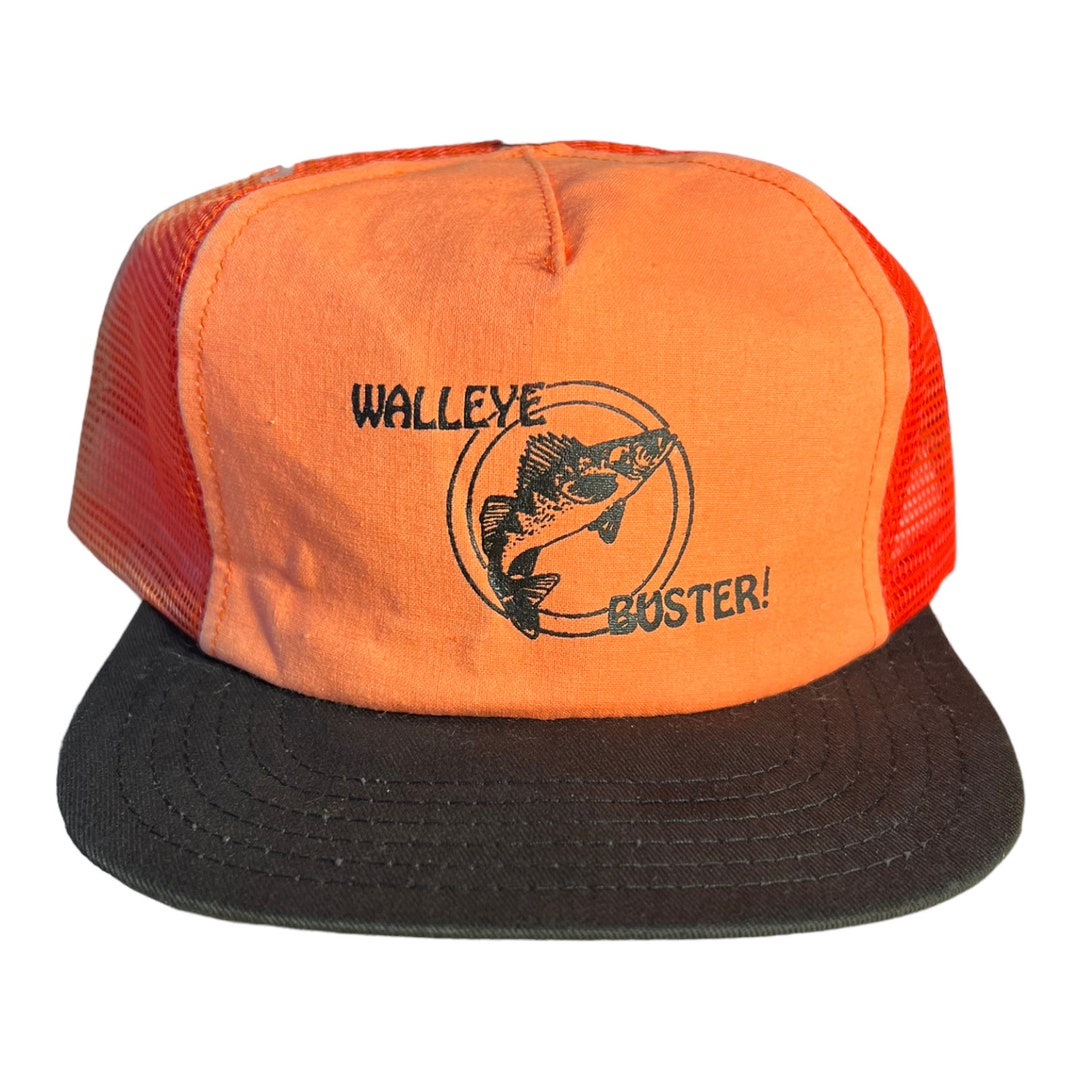 Vintage Fishing Hat // Two Tone Trucker Cap // Walleye Fishing Walleye