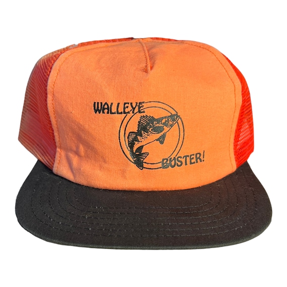 Vintage Fishing Hat // Two Tone Trucker Cap // Walleye Fishing