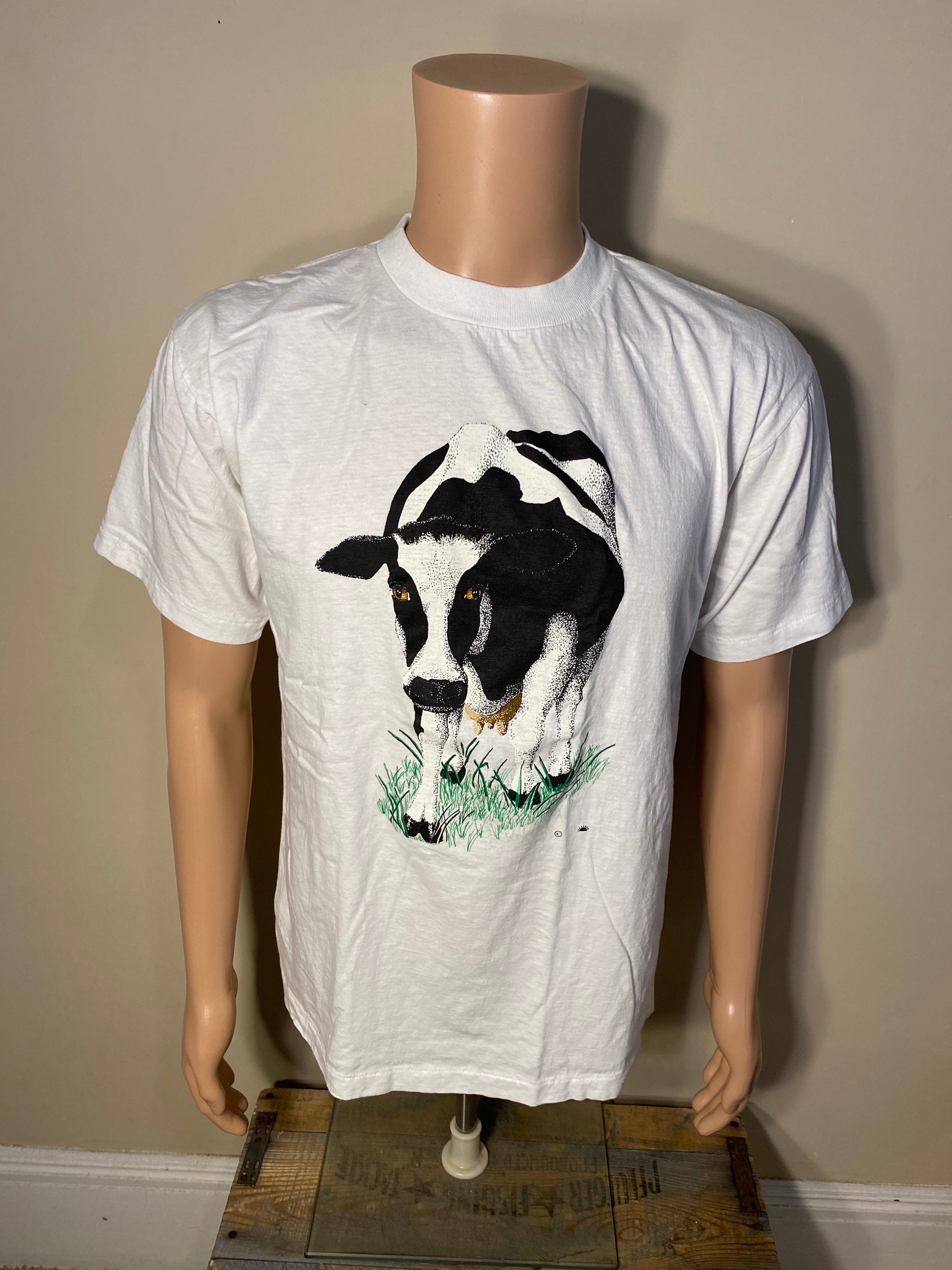 90s Vintage COW Tシャツ USA製 パロディ Vintage Cow T-shirt // Double Sided // Funny Single Stitch