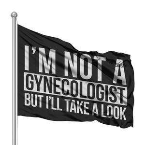 I&#39;m Not A Gynecologist But I&#39;ll Take A Look flag // 3ft x 5ft wall flag // funny wall banner // funny wall flag // funny boating flag //