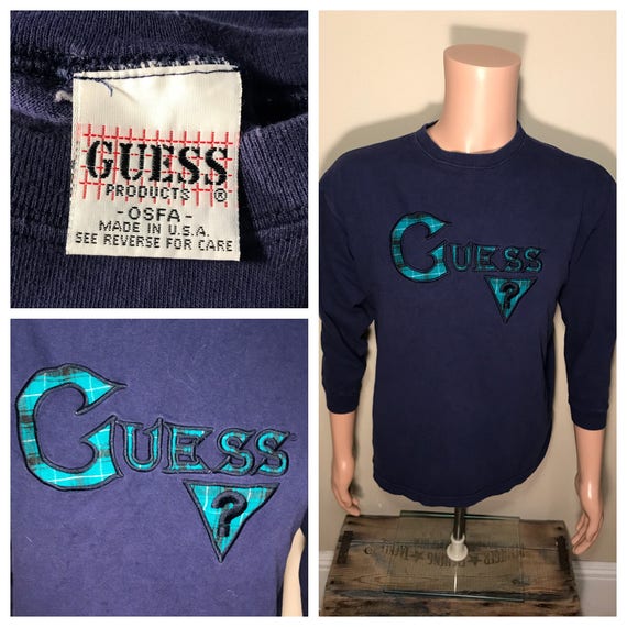 Nøjagtig æg Milestone Vintage Guess Long Sleeve Tshirt // Asap Rocky 90s // Blue and - Etsy