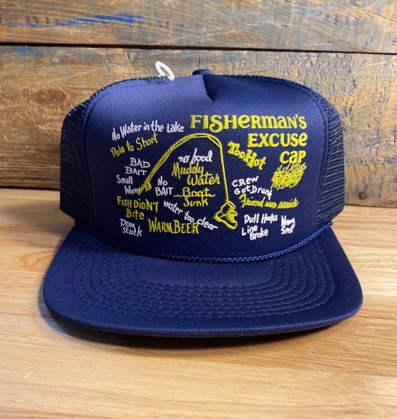 Vintage Trucker Hat // Fishermans Excuse Cap // Fishing Excuse Hat //  Snapback // Deadstock Funny Fishing Fisherman Hat // New Old Stock Hat 