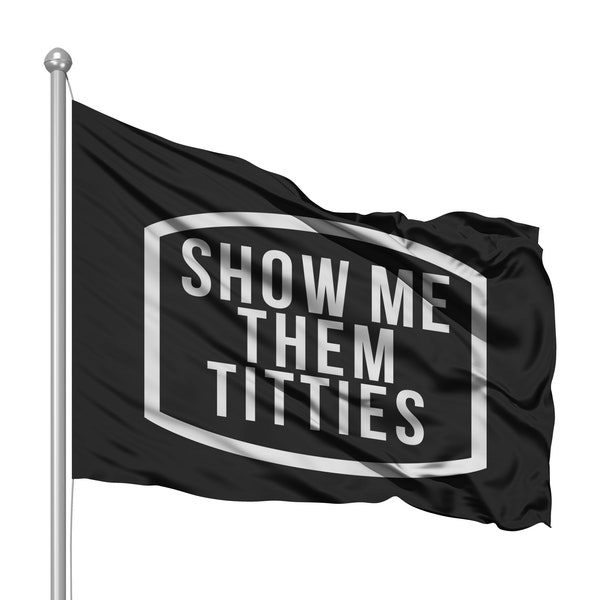 Show Me Them Titties flag // 3x5 banner American flag // funny humor novelty flag // college dorm party frat decor / mancave wall decor new