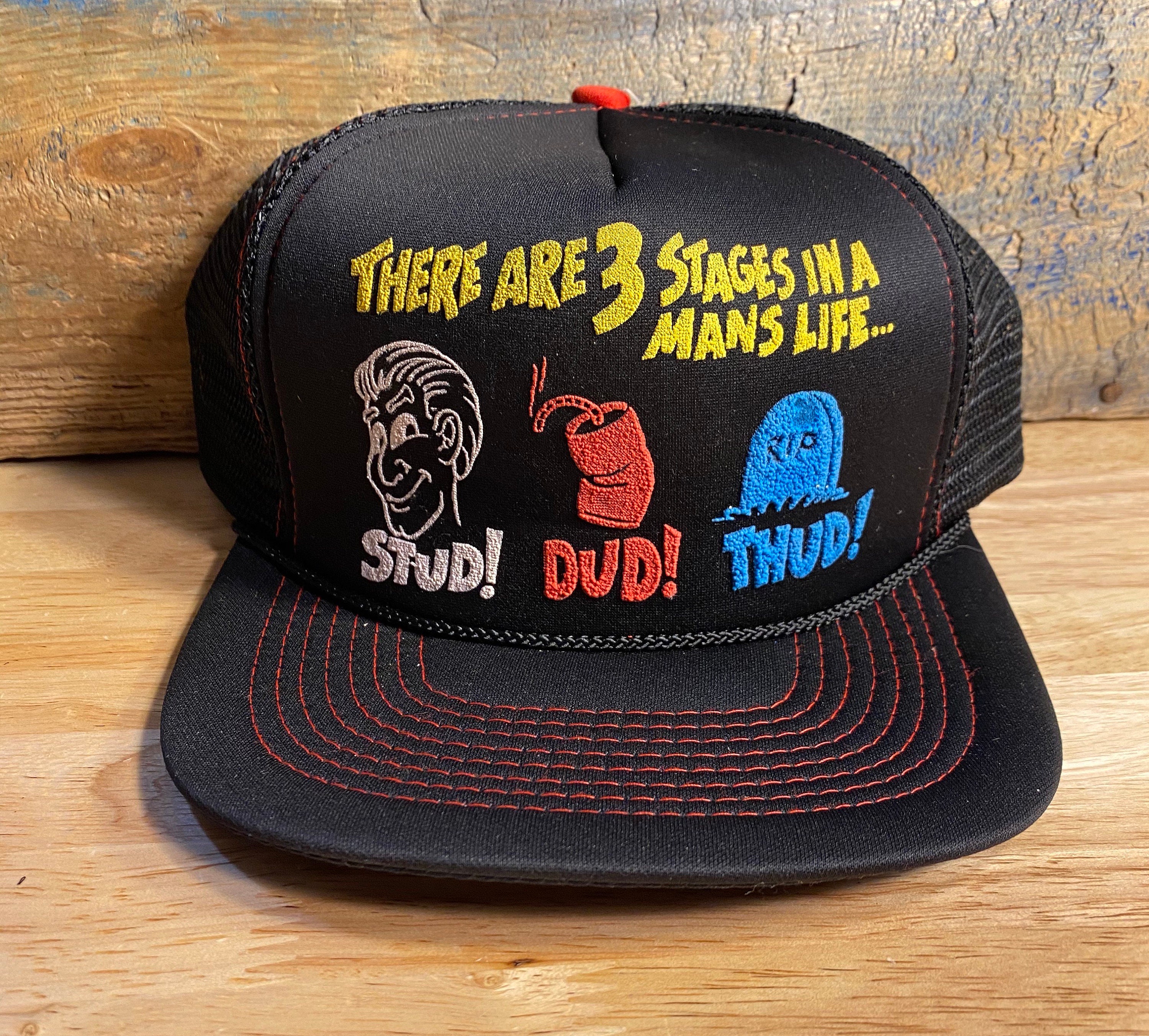 Vintage Funny Trucker Hat // There Are 3 Stages in a Mans Life Hat // Stud  Dud and Thud // Funny Mens Humor // Funny Saying Black Snapback -  New  Zealand