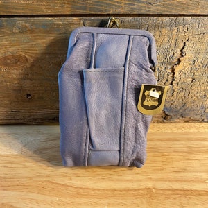 Porta sigarette vintage in pelle // porta monete porta accendino // pelle grigio chiaro // vintage anni '80/'90 // NOS deadstock