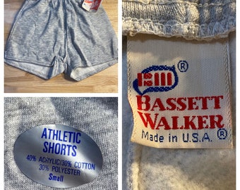 Vintage Athletic shorts // Deadstock NWT // Bassett walker made in USA // tri blend gray shorts // gym shorts // blank plain // size small