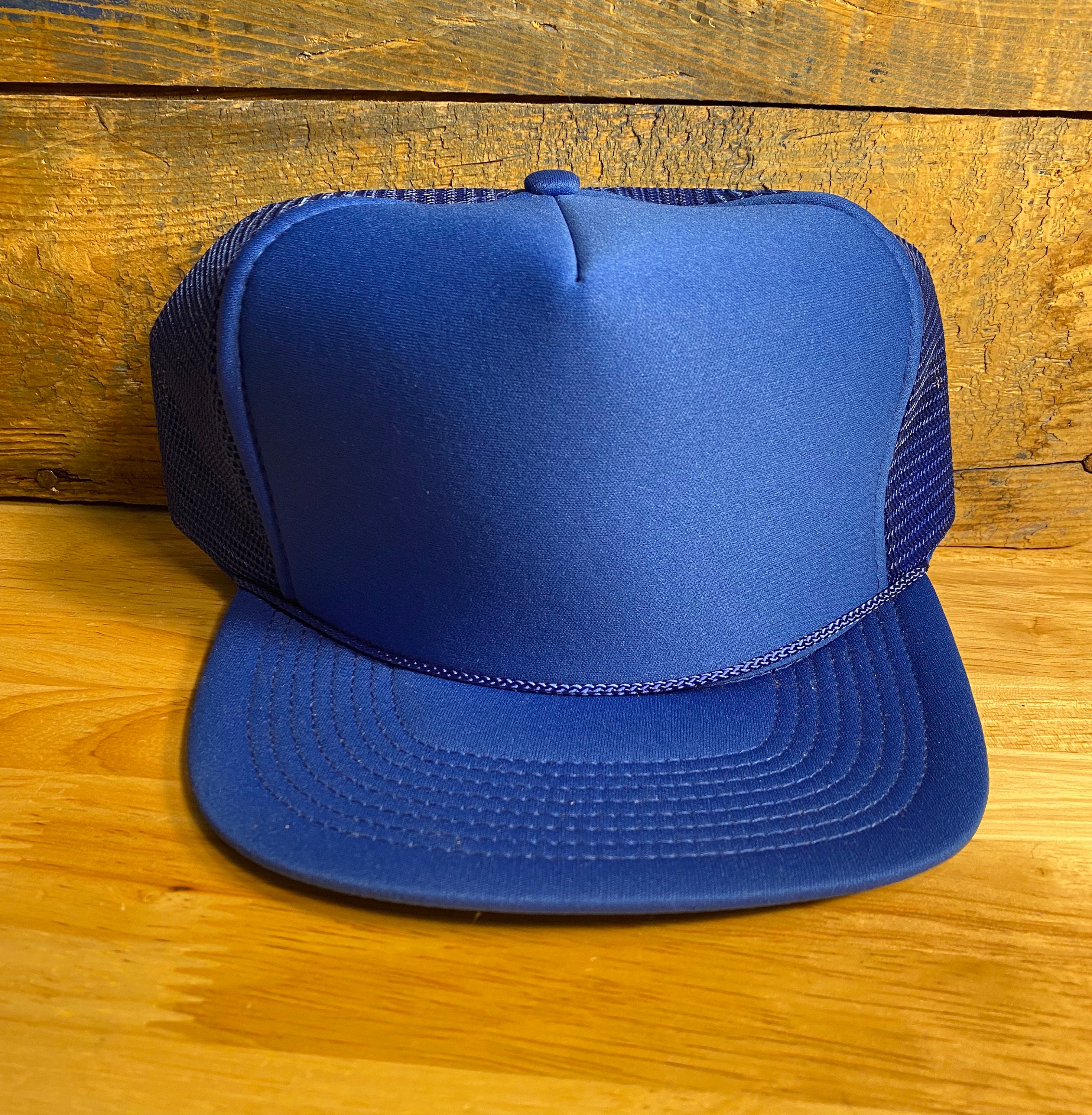 Vintage Blank Trucker Hat // Vintage Snapback Hat // Blue Rope Trucker Cap Hat // Madhatter 100% Polyester Cap // Foam Fope Hat Snapback Vtg