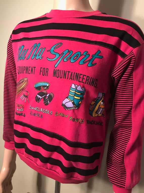Vintage Nu Nu sport sweatshirt // hot pink wild p… - image 6