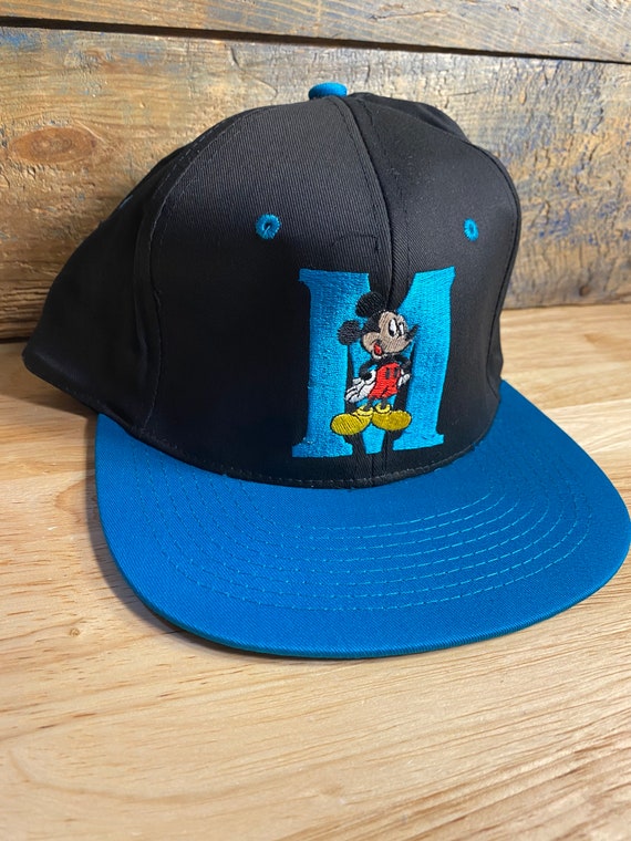 Vintage Mickey Mouse hat // two tone teal and bla… - image 6