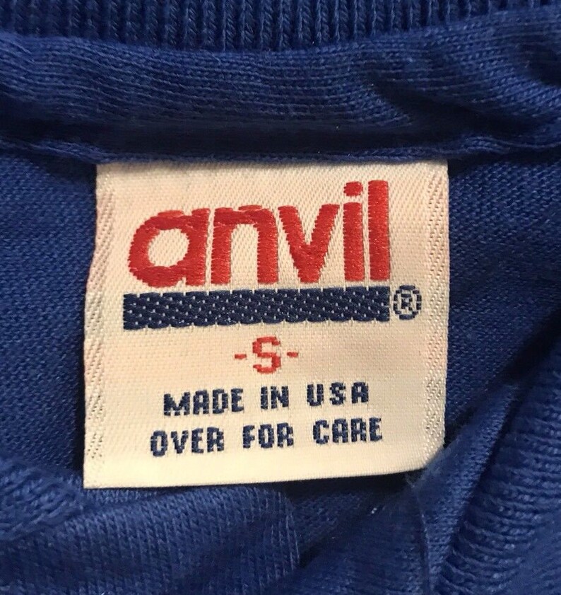 Vintage Anvil Brand Polo BLANK tshirt NOS deadstock plain blank tee blue adult size small made in USA 5050 blend