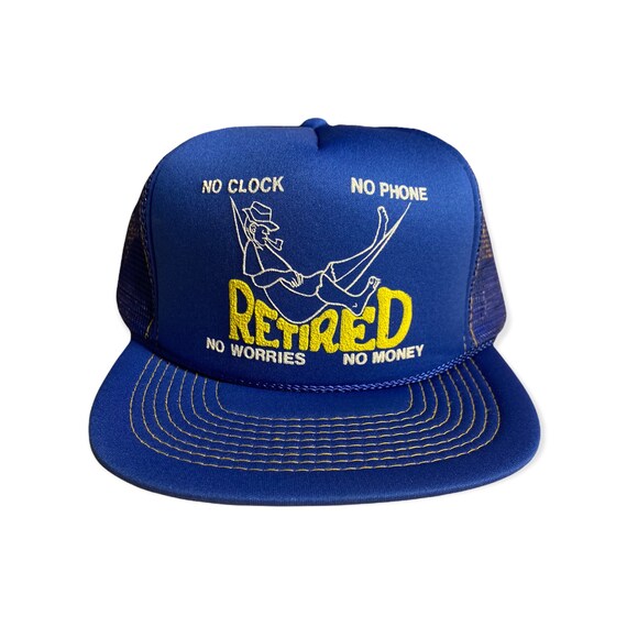 Vintage Retired Trucker Hat Funny Gift Novelty Hat Blue
