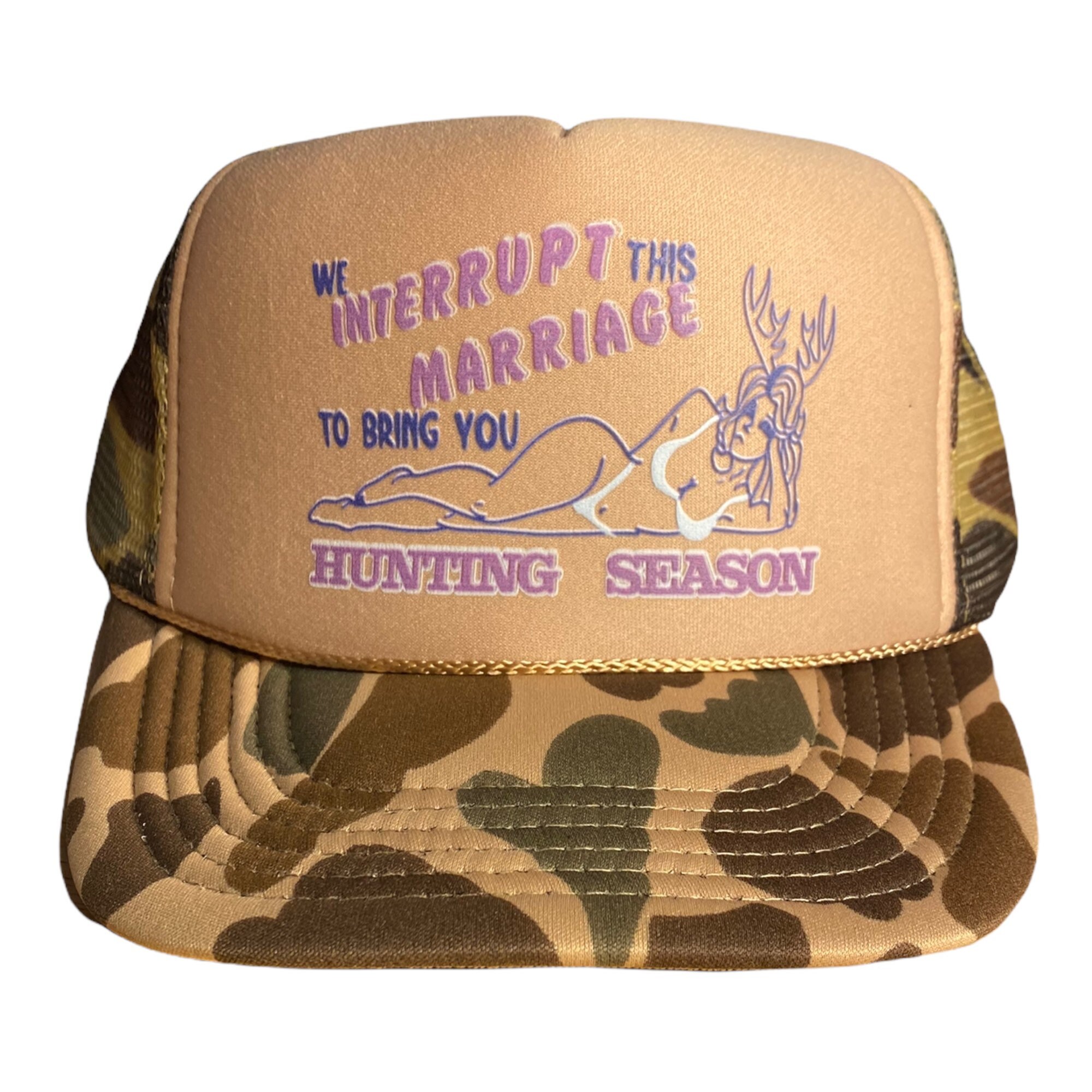 Vintage Camo Trucker Hat // Funny Saying Hunting Season Hat // Hot Babe Big  Rack // Deer Hunting Hunter Hat // Snapback Camo Hat // NOS New 