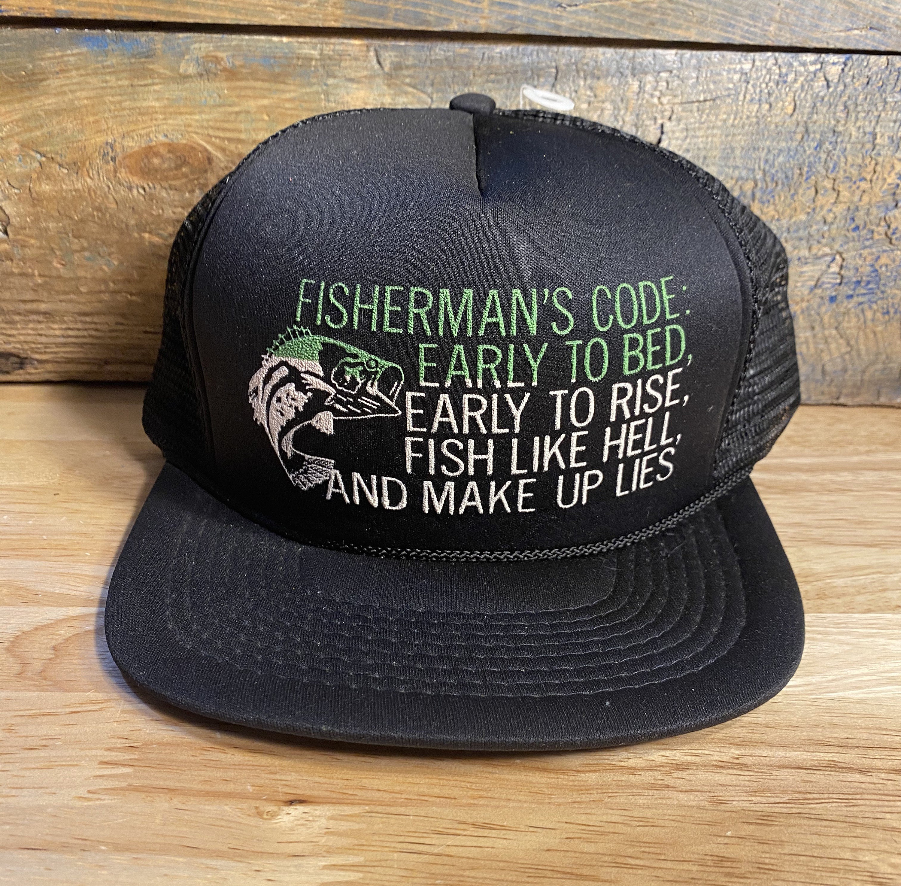 Vintage Fishing Hat // Fishermans Code Early to Bed Early to - Etsy
