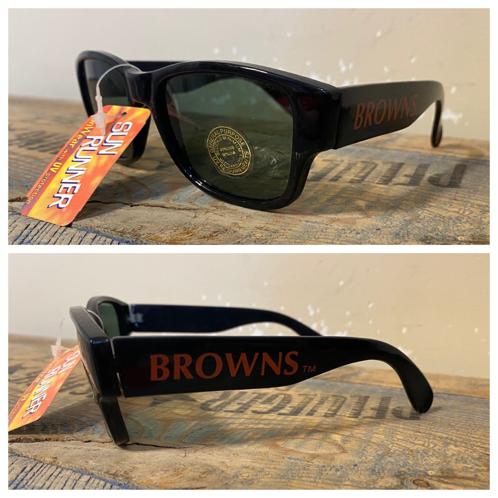 Vintage Cleveland Browns sunglasses // adult size // black sun Etsy