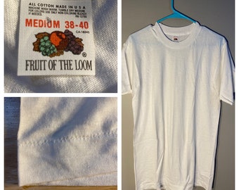 Vintage Fruit of loom t-shirt blank shirt // made in USA // single stitch // Adult size medium // undershirt deadstock nos // 70s 80s new