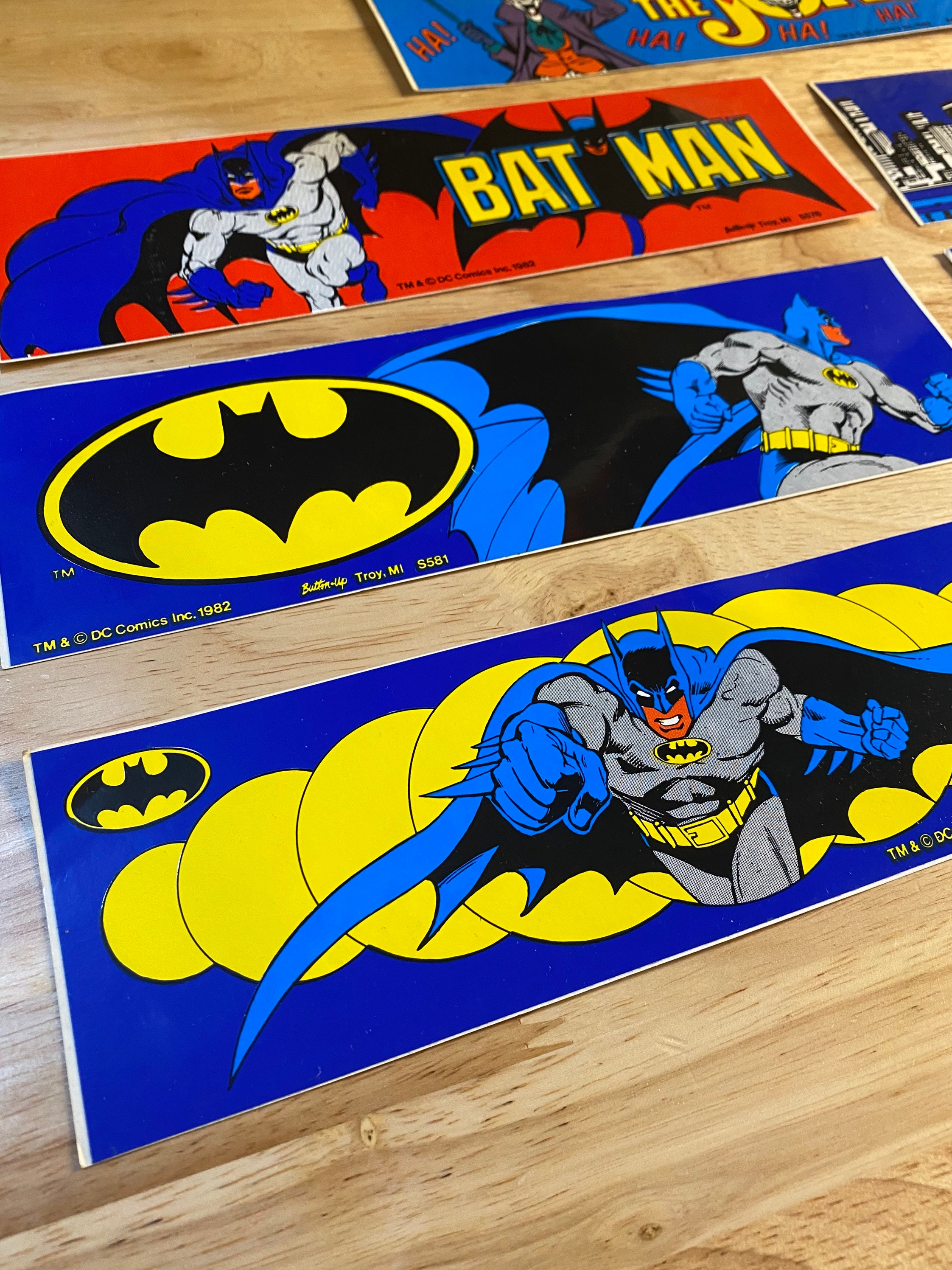 Vintage Batman Bumper Sticker Set // 1982 DC Comics Original // Rare  Deadstock // 3x10 Bumper Sticker Decals // Batmobile Joker Batman 80s 