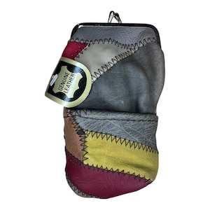 Portasigarette vintage in pelle // portamonete porta accendino // Pelle color block VTG anni '80/'90 NOS deadstock Grandma #2
