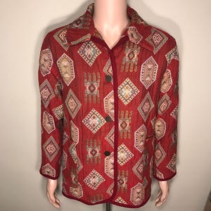 Vintage Aztec Print Blazer: 80s/90s Western Jacket, Women&#39;s Medium