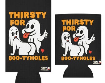 Funny Ghost Can Cooler: Thirsty for Boo-ty Holes - Halloween Party Favor