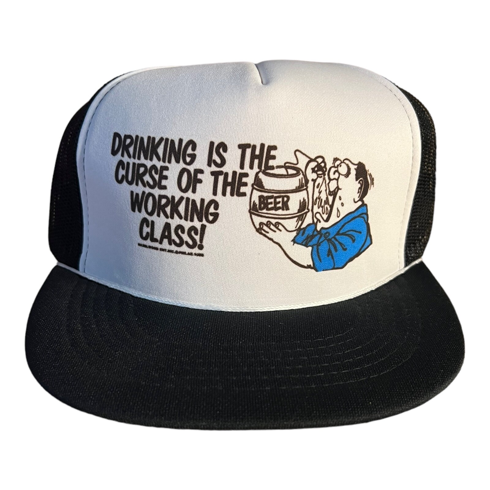 Vintage Funny Trucker Hat Drinking is the Curse of the Working Class Hat Funny Middle Class Blue Collar Drinking Hat Party Cap Etsy