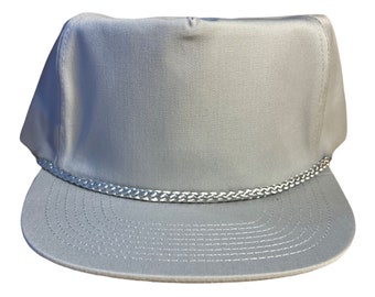 Vintage Silver Gray Blank Hat: Adult Snapback Rope Golf Hat