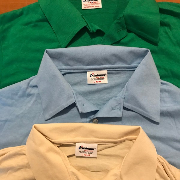 Lot de 3 t-shirts de poche Stedman Polo vintage // NOS deadstock DS plain blank tee // Green Tan Light blue // 50/50 made in USA single stitch