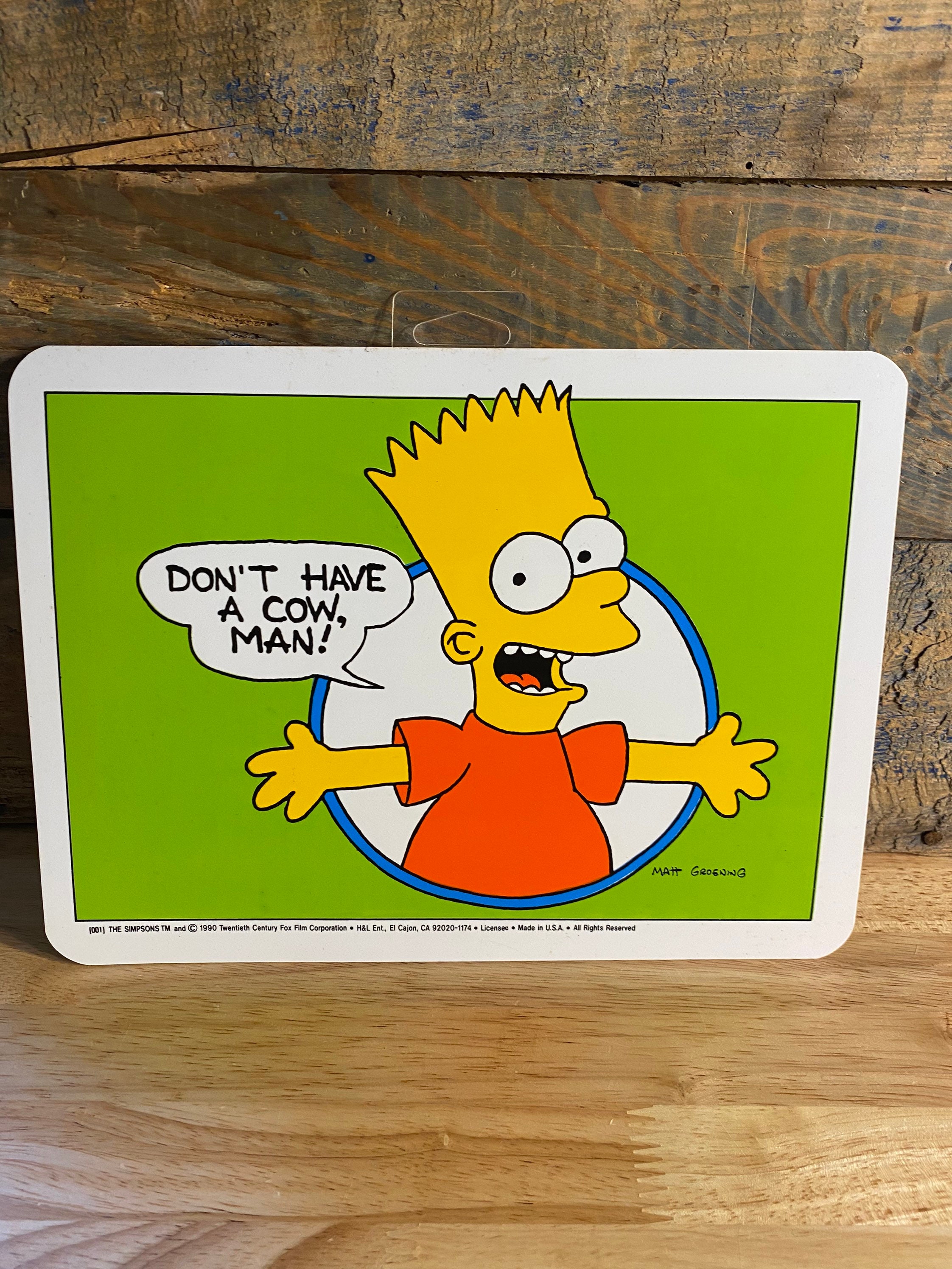 Vintage Simpsons Sign // 1990 Made in USA Mat Groening // plastic display wall decor // wall art // 10x8 size // 90s retro // vtg Bart decor