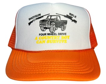 Neon Orange Trucker Hat: Hunting, Fishing, 4x4 Truck