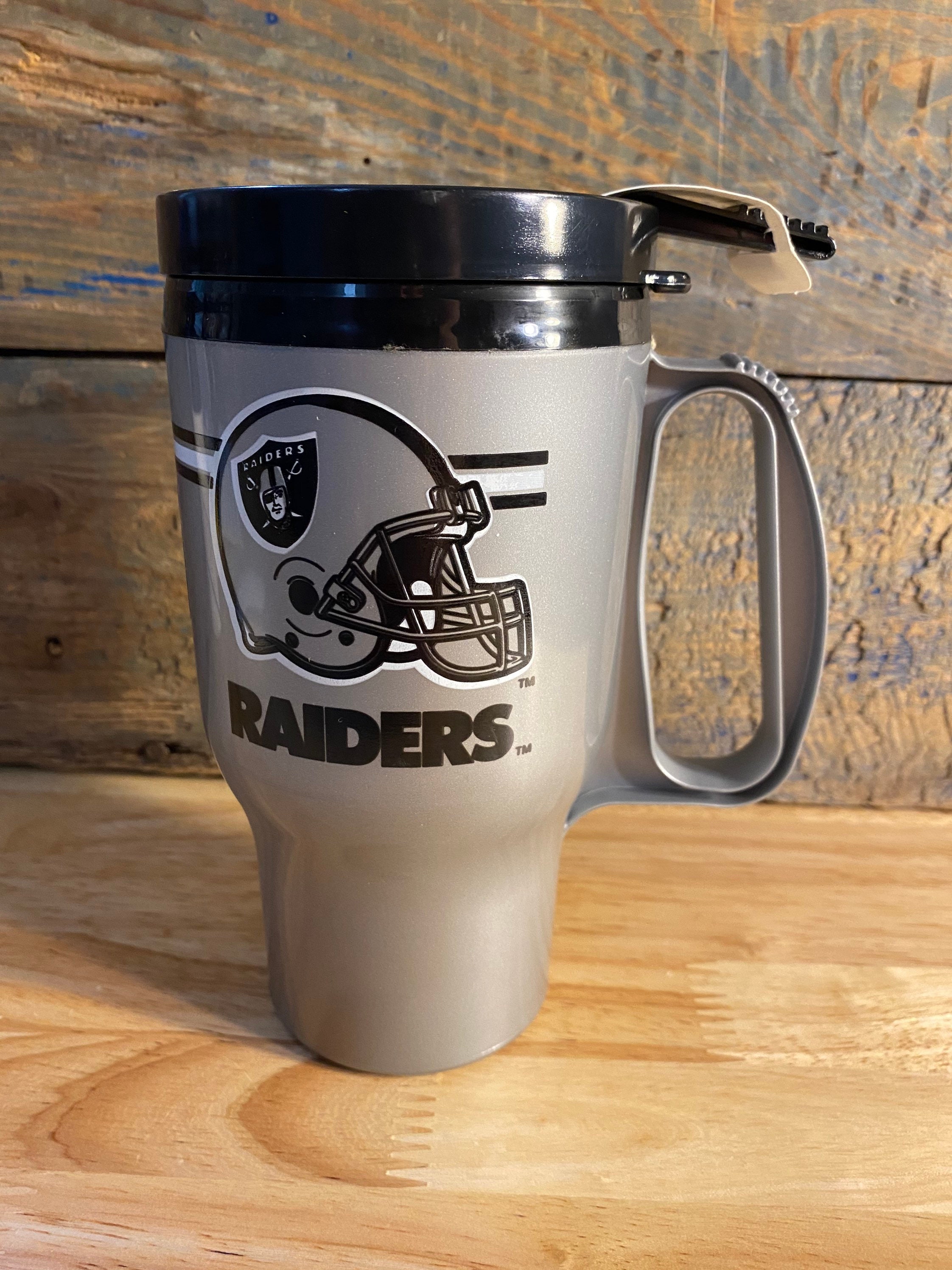 Vintage Raiders Thermos // Coffee Cup 16 Ounce Plastic Mug // Las Angeles  Oakland Las Vegas Raiders // Vintage Deadstock // New Old Stock 