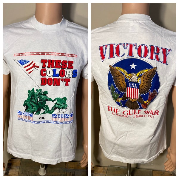 Vintage Gulf War t-shirt // These colors dont run or burn shirt // double sided // single stitch tee // 90s Operation Desert Storm // rare