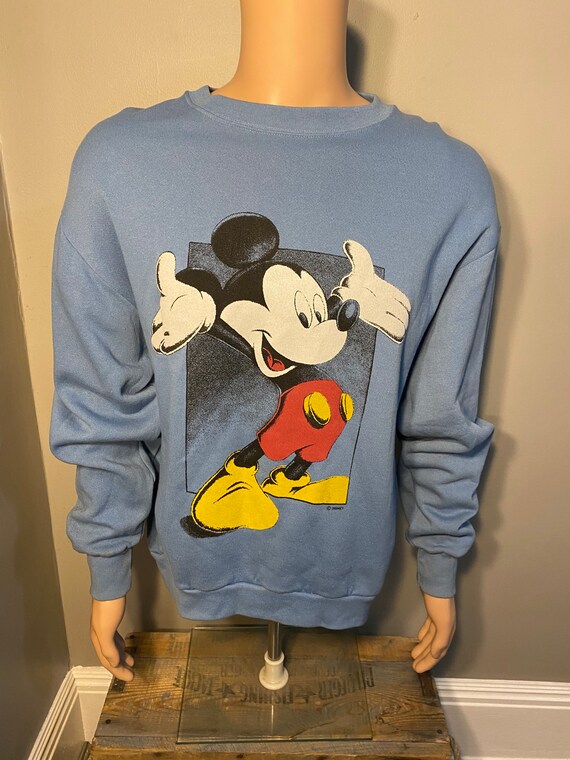 Vintage Mickey Mouse Unlimited Sweatshirt Adult Size Deadstock New Old Stock Nwt Rare Baby Blue Made in USA Vtg Disney Etsy