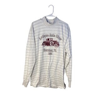 Vintage Hershey Pennsylvania Antique car show T-shirt // long sleeve // striped adult size xl // Single stitch USA made // Hershey PA VTG