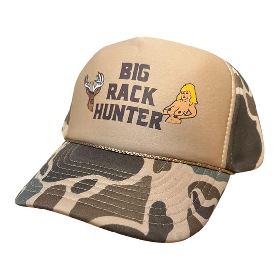 Vintage Camo Snapback Hat: Big Rack Hunter, Funny Mens - Gem