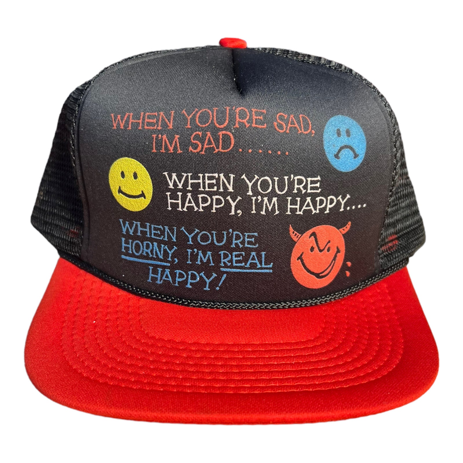 Vintage Trucker Hat // Funny When You're Horny Im Real Happy Cap // Two Tone  // Red Black Novelty Gag Gift Humor Cap // Adult Size Snapback -  Canada