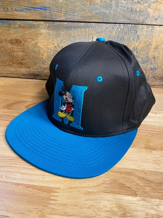 Vintage Mickey Mouse hat // two tone teal and bla… - image 4