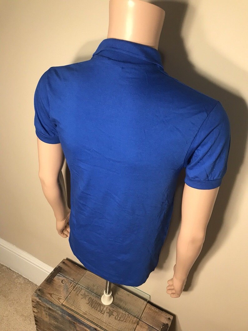 Vintage Anvil Brand Polo BLANK tshirt NOS deadstock plain blank tee blue adult size small made in USA 5050 blend