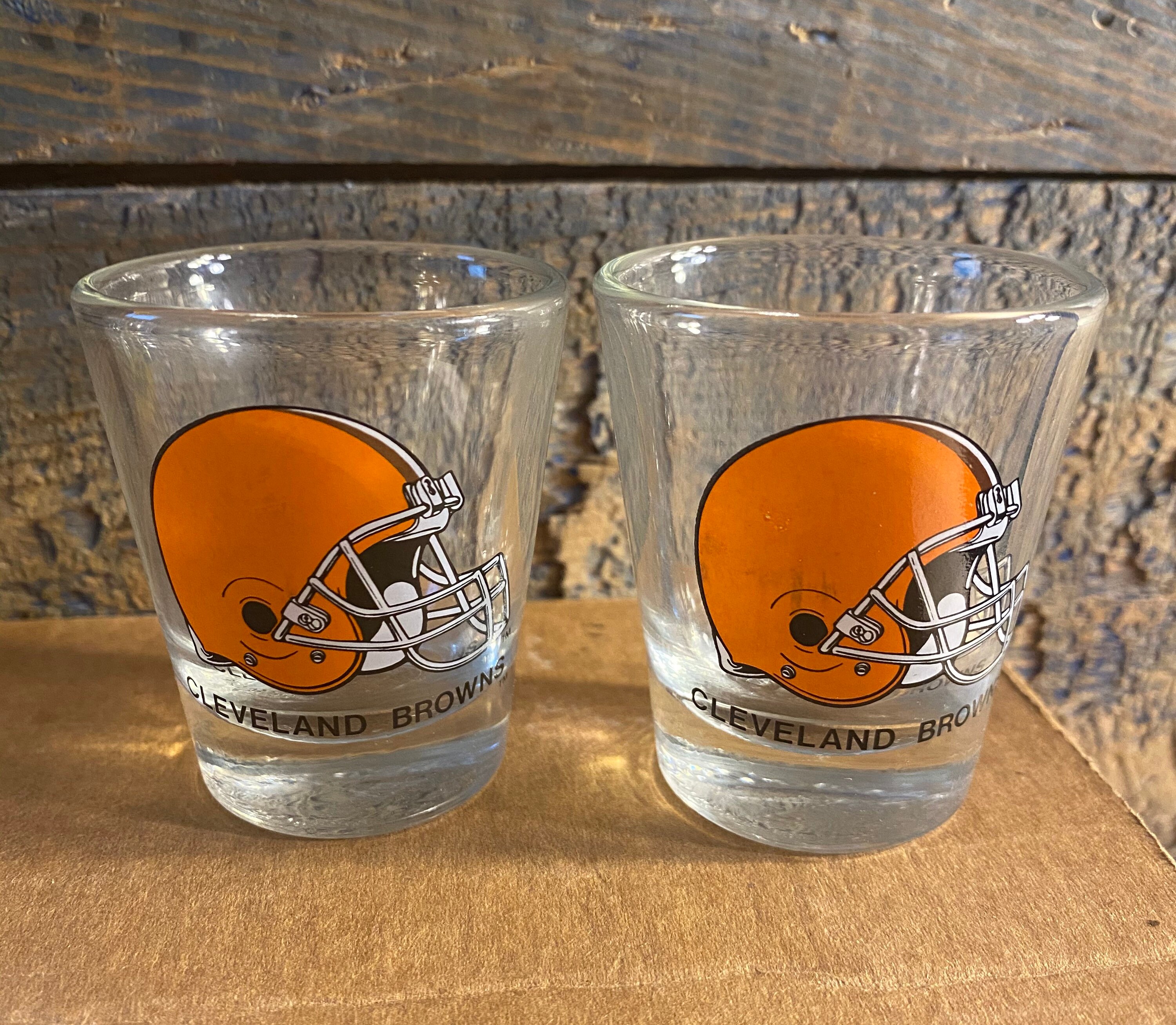 Vintage Cleveland Brown shot glasses // 2 glass shot glasses Etsy