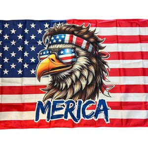 Funny American Flag // large 3ft by 5ft flag // funny mancave flag // funny mens flag // funny boating flag // Bald Eagle Merica Gift