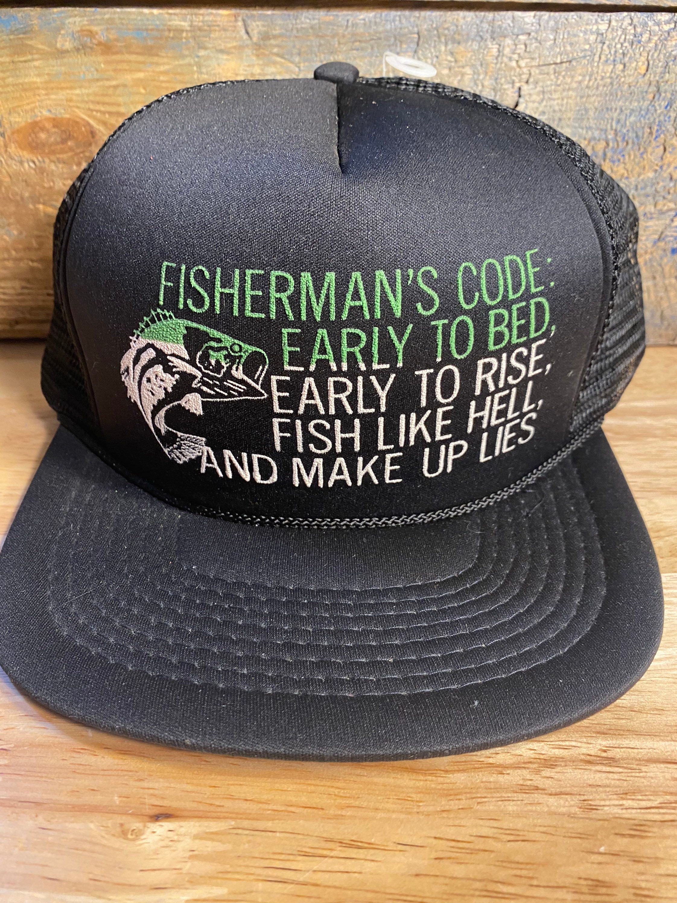 Vintage Fishing Hat // Fishermans Code Early to Bed Early to Etsy