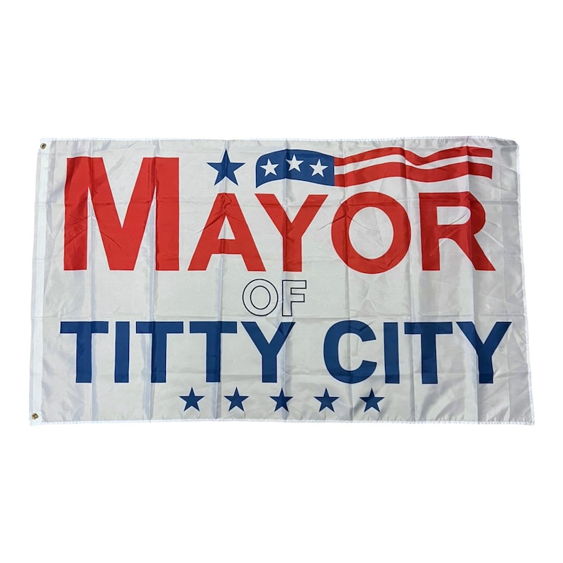 Mayor of titty city flag // 3x5 banner american flag // funny humor novelty flag // college dorm party frat decor // mancave wall decor new 