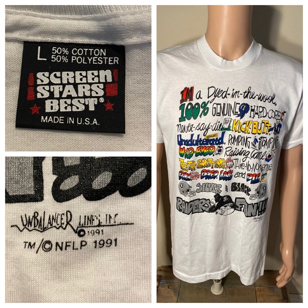 Vintage Los Angeles Raiders tshirt // oakland raiders fan 90s  // rare tshirt // screen stars best single stitch // large medium size //