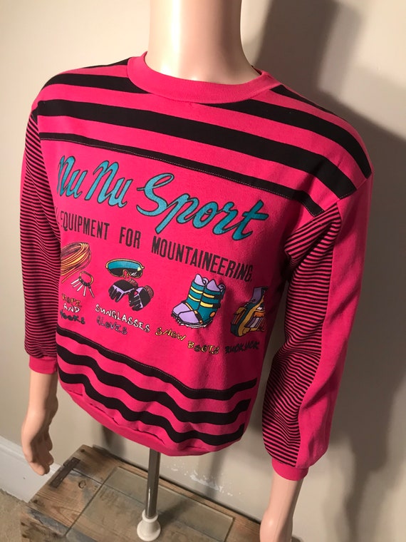 Vintage Nu Nu sport sweatshirt // hot pink wild p… - image 2
