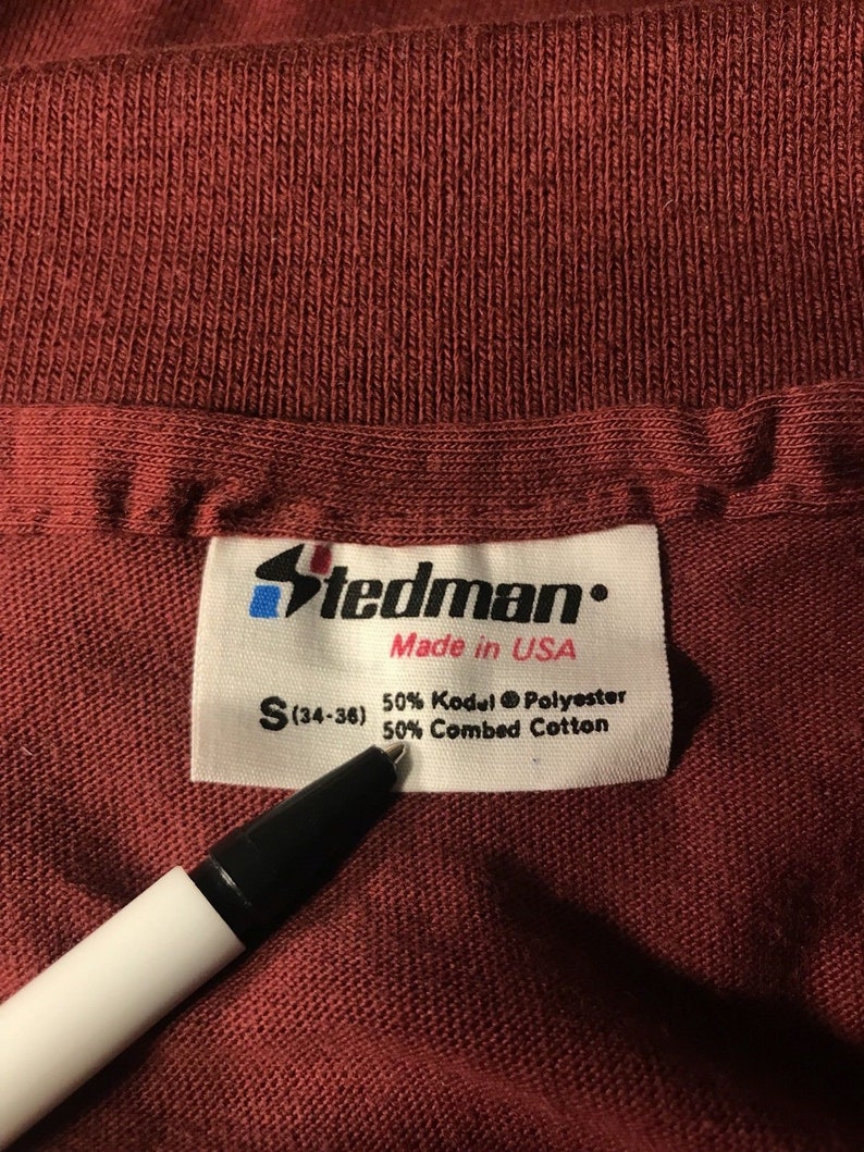 Vintage Stedman Polo collared tshirt NOS deadstock plain blank tee Maroon adult size small made in USA 5050 blend