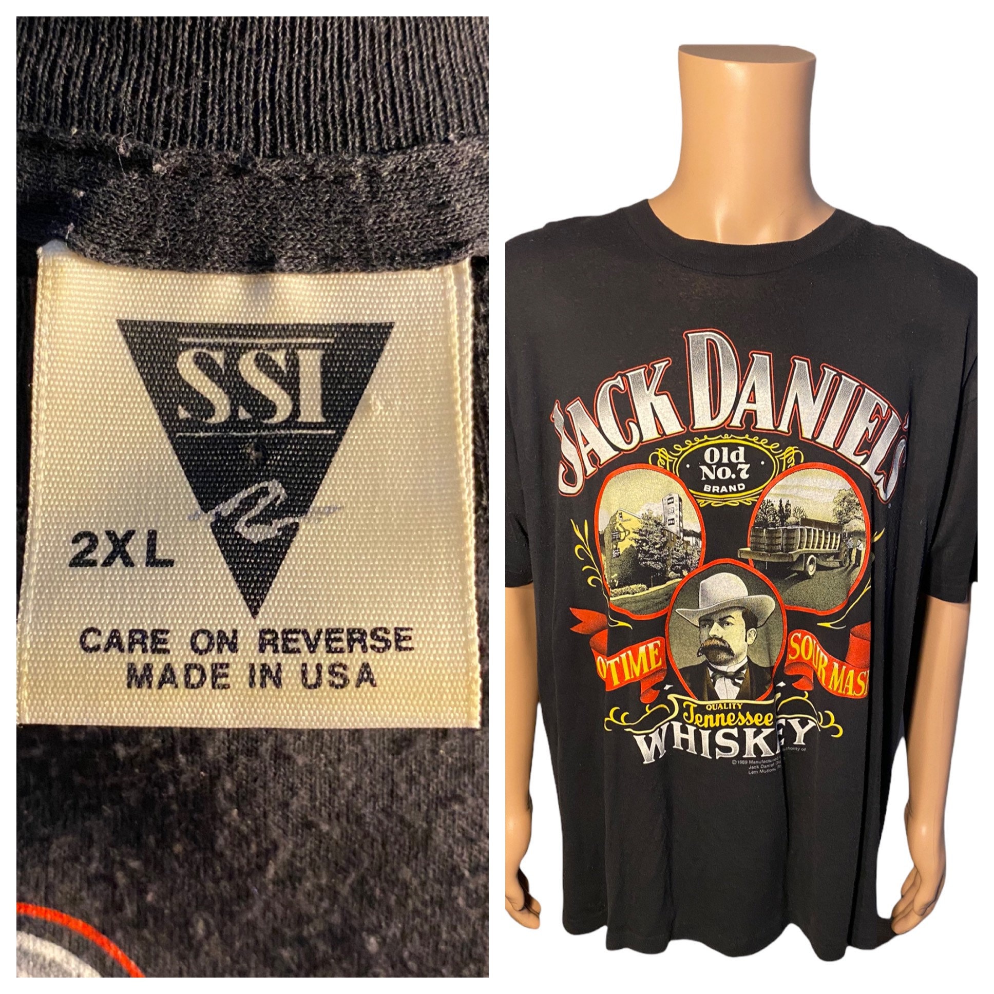 Vintage Jack Daniels Old No. 7 Brand T shirt 1989 80s Single